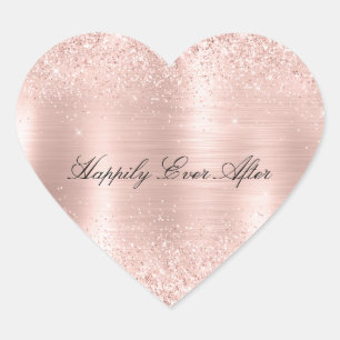 Glitzy Glam Girly Blush Pink Glitzer Wedding Herz-Aufkleber