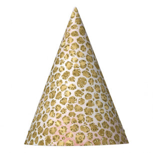 Glitzy Glam Gold Blush Glitzer Leopard Partyhütchen