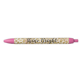 Glitzy Glam Gold Blush Glitzer Leopard Print Kugelschreiber