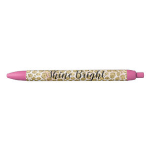 Glitzy Glam Gold Blush Glitzer Leopard Print Kugelschreiber