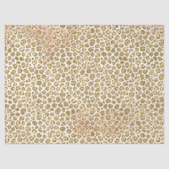 Glitzy Glam Gold Blush Glitzer Leopard Print Seidenpapier (Vorderseite)