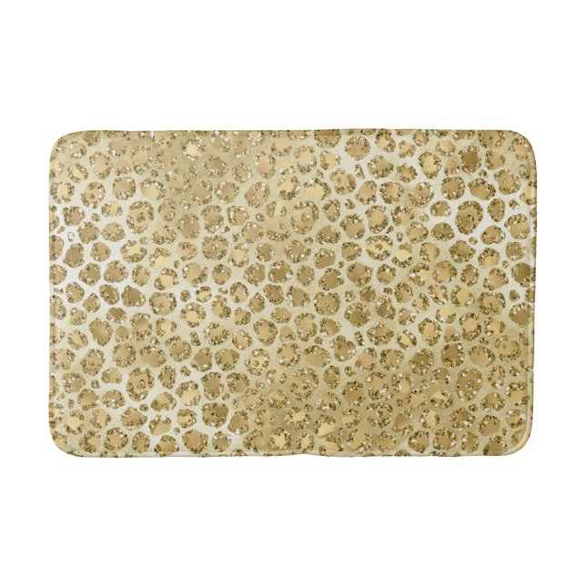 Glitzy Glam Gold Glitzer Leopard Print Badematte (Vorderseite)
