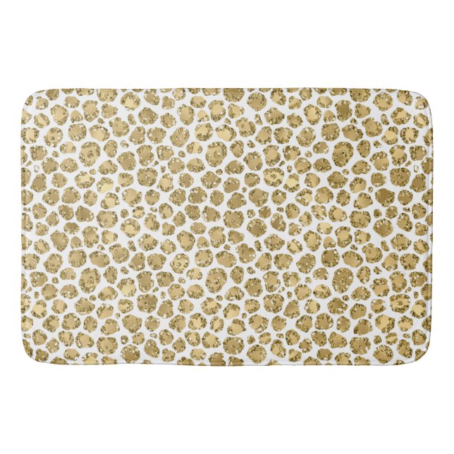 Glitzy Glam Gold Glitzer Leopard Print Badematte (Vorderseite)