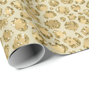 Glitzy Glam Gold Glitzer Leopard Print    Geschenkpapier