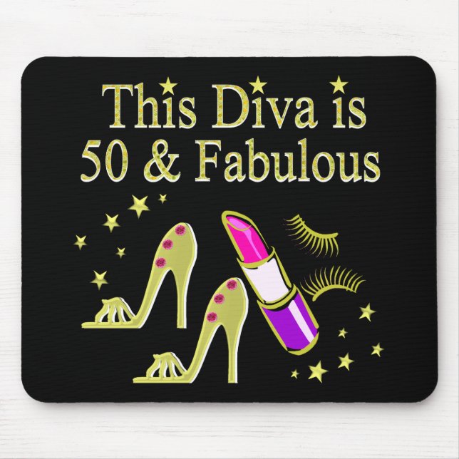 GLITZY GOLD 50. BIRTHDAY DIVA DESIGN MOUSEPAD (Vorne)