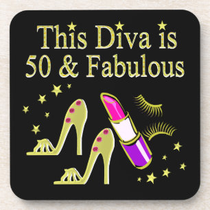 GLITZY GOLD 50. BIRTHDAY DIVA DESIGN UNTERSETZER