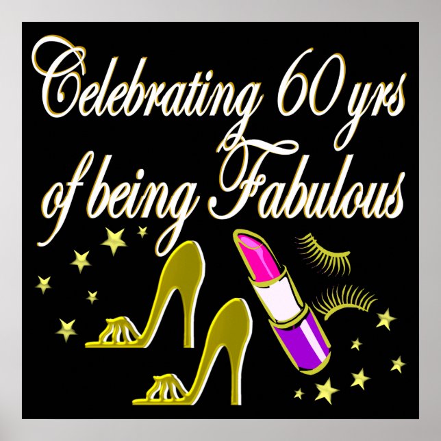 GLITZY GOLD 60. BIRTHDAY DIVA POSTER (Vorne)