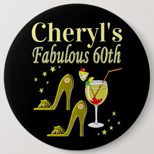 GLITZY GOLD 60. GEBURTSTAG BUTTON