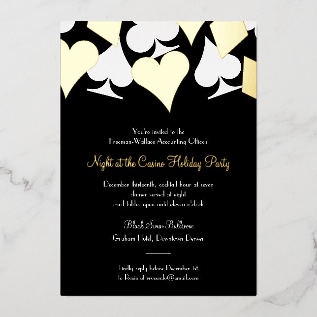 Glitzy Gold Card Anzugs Gala oder Formales Event Folieneinladung (Vorderseite)