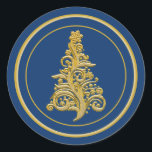 Glitzy Gold Christmas Tree Runder Aufkleber<br><div class="desc">Einfache,  aber elegante Rundaufkleber für Umschläge oder für Geschenkverpackungen.</div>