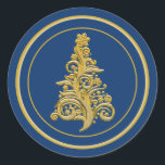 Glitzy Gold Christmas Tree Runder Aufkleber<br><div class="desc">Einfache,  aber elegante Rundaufkleber für Umschläge oder für Geschenkverpackungen.</div>