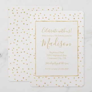 Glitzy Gold Confetti Birthday Einladung