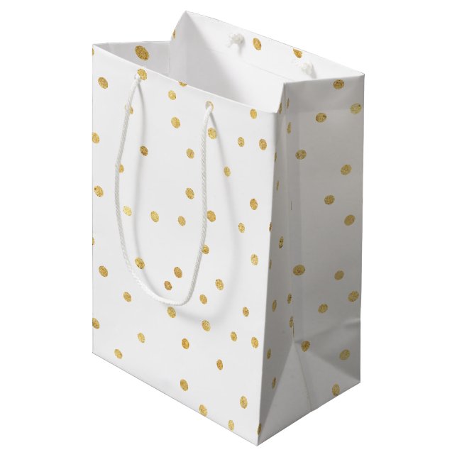 Glitzy Gold Confetti Mittlere Geschenktüte (Vorderseite Schrägansicht)