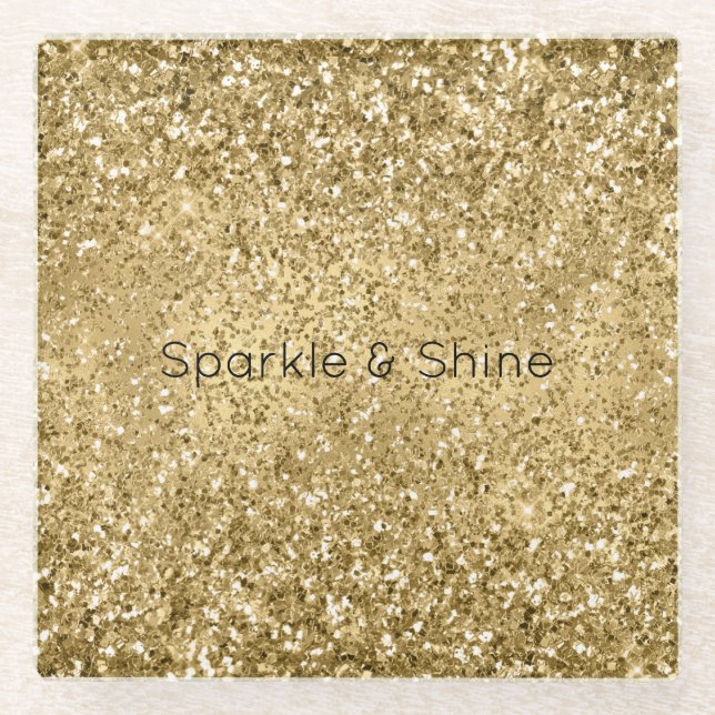 Glitzy Gold Glam Glitzer Sparkle      Glasuntersetzer (Vorderseite)