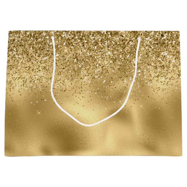 Glitzy Gold Glam Glitzer Sparkle     Große Geschenktüte (Vorderseite)