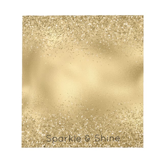 Glitzy Gold Glam Glitzer Sparkle Notizblock (Vorderseite)