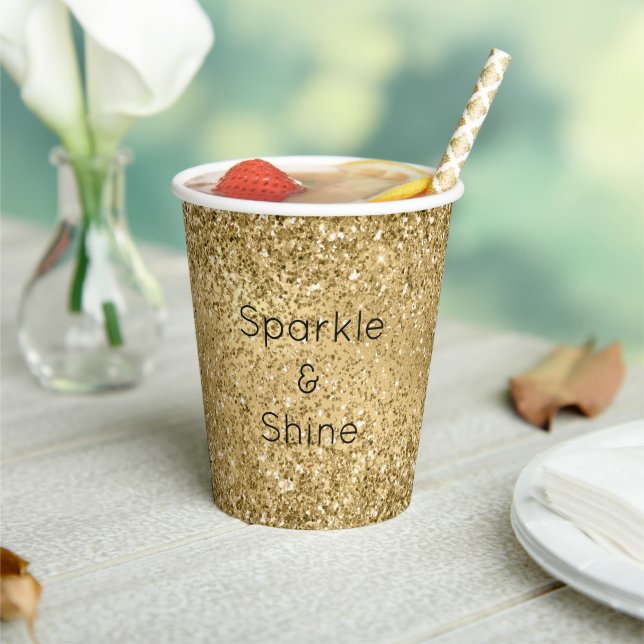 Glitzy Gold Glam Glitzer Sparkle Pappbecher (In Situ)