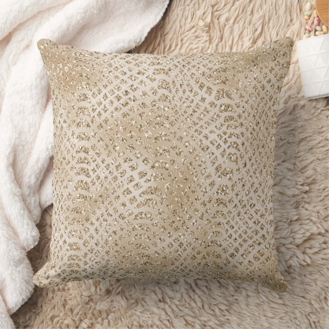 Glitzy Gold Glam Snake Skin Kissen (Decke)
