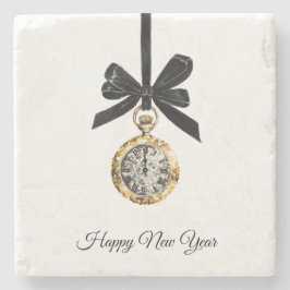 Glitzy Gold Silver New Year Midnight Hour   Steinuntersetzer