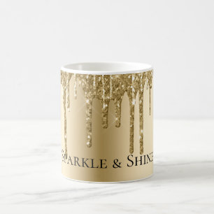 Glitzy Gold Sparkle Glitzer Tropfen Kaffeetasse