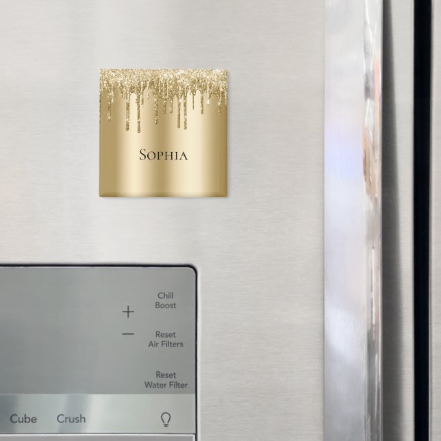 Glitzy Gold Sparkle Glitzer Tropfen Magnet (In Situ (Kühlschrank))