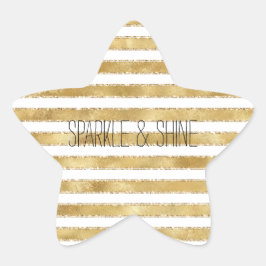 Glitzy Gold White Glam Glitzer Streifen Stern-Aufkleber