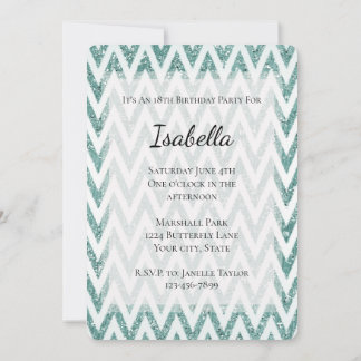 Glitzy Green Emerald Mint Zigzag Stripes Einladung