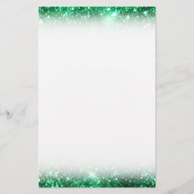 Glitzy Green Glitzer Briefpapier (Vorderseite)