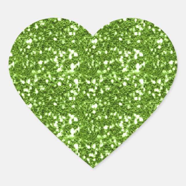 Glitzy Green Glitzer Herzdesign Geschenke Herz-Aufkleber (Vorderseite)