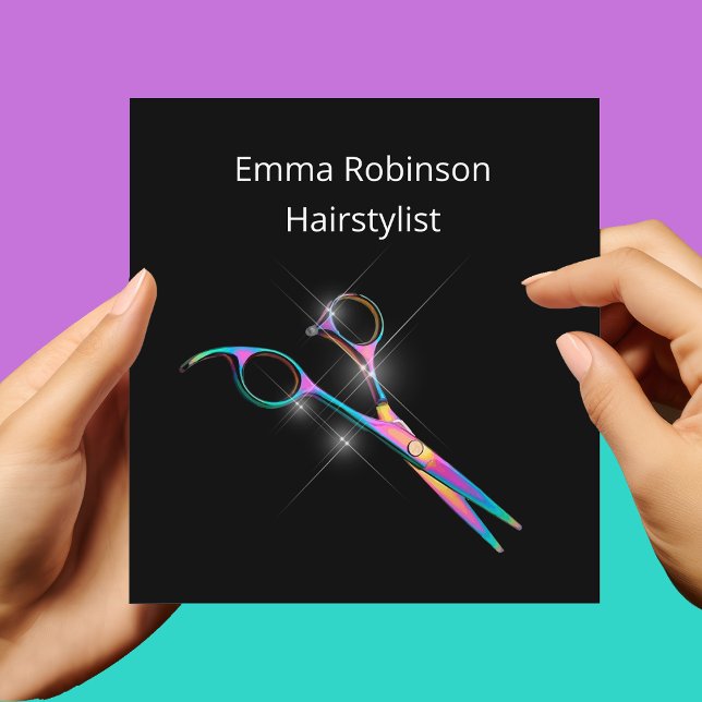 Glitzy Hairstylist Termine Business Cards Quadratische Visitenkarte (Von Creator hochgeladen)