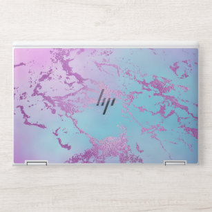 Glitzy Marble   Girly Glam Pink Blue Lila Ombre HP Laptop-Aufkleber
