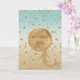 Glitzy Mermaid Blue Gold Sparkle Glitzer Ombre Karte