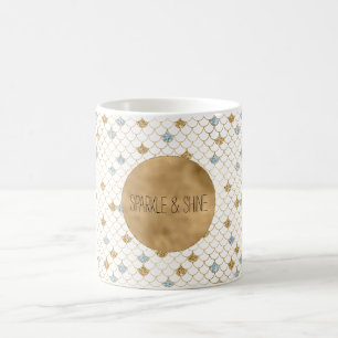 Glitzy Mermaid Blue Gold Sparkone Glitzer Kaffeetasse
