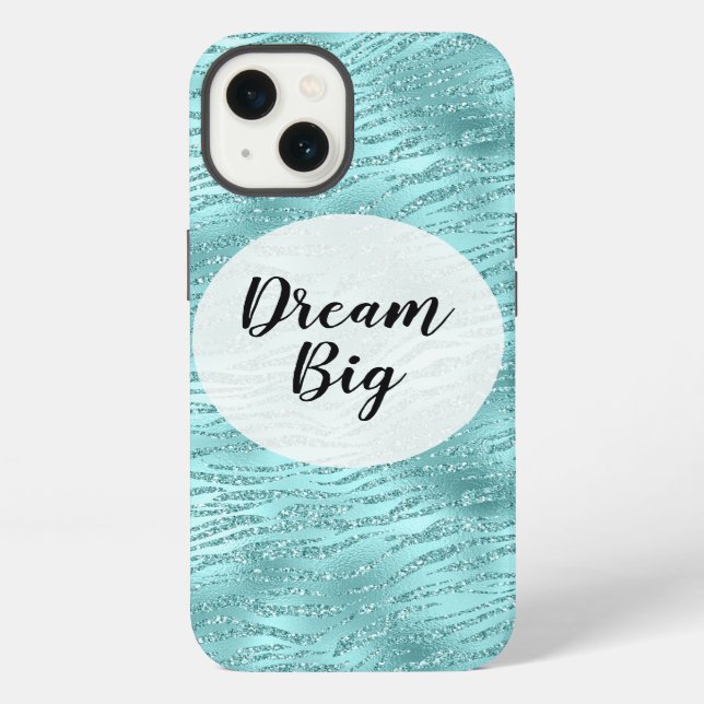 Glitzy Mint Zebra Print iPhone Hülle (Rückseite)