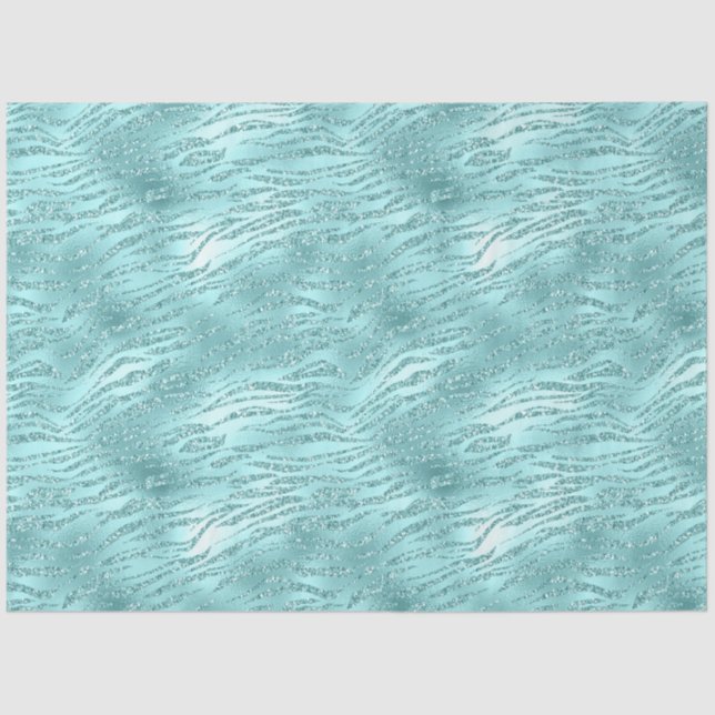 Glitzy Mint Zebra Print Seidenpapier (Vorderseite)