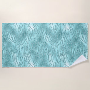 Glitzy Mint Zebra Print Strandtuch