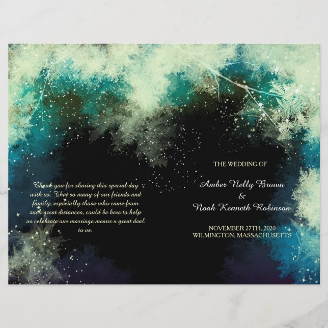 Glitzy Mystic Forest Indie Wedding BiFold Programm (Vorderseite)