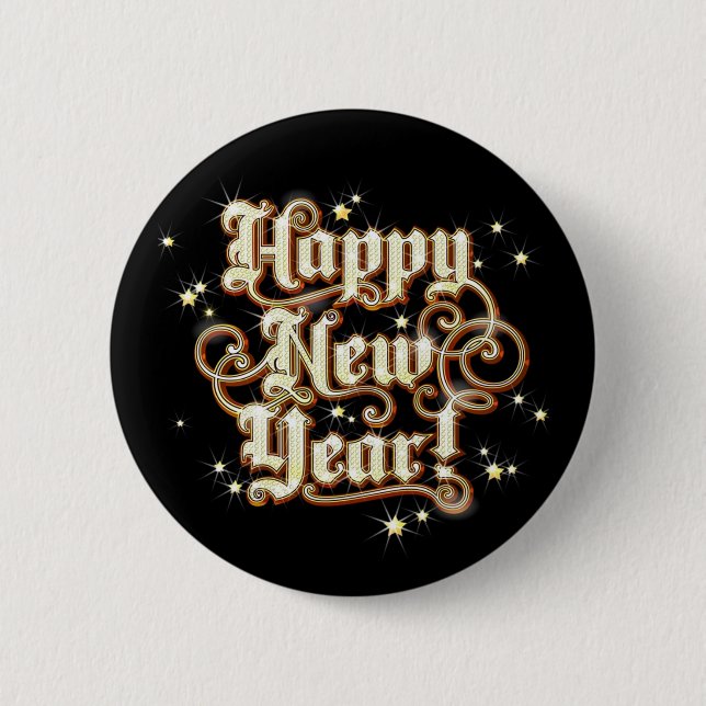 Glitzy neues Jahr Button (Vorderseite)