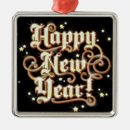 Glitzy neues Jahr Silbernes Ornament