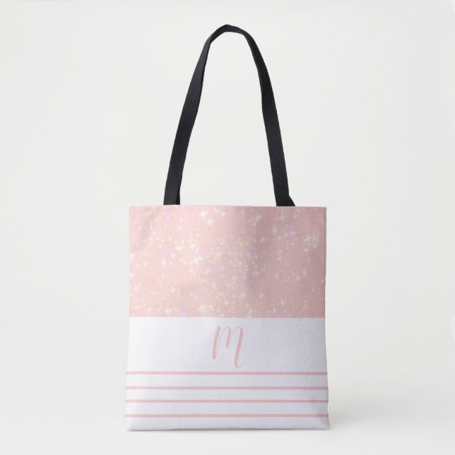 Glitzy Peach Mit Monogramm Tasche (Vorderseite)