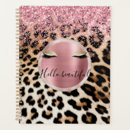 Glitzy Pink Glitzer Gold Eyelashes Leopard Planer
