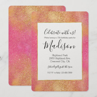 Glitzy Pink Gold Sparkle und Shine Birthday Einladung