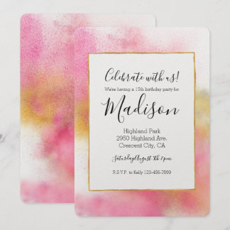 Glitzy Pink Gold White Sparkle und Shine Birthday Einladung