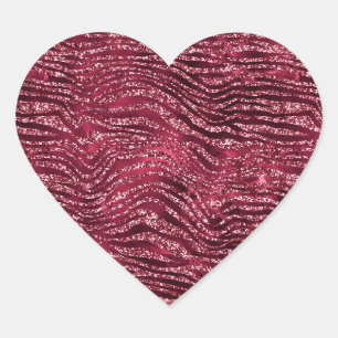 Glitzy Red Glitzer Animal Print Herz-Aufkleber