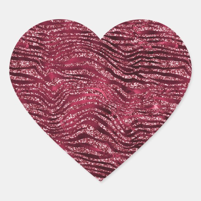 Glitzy Red Glitzer Animal Print Herz-Aufkleber (Vorderseite)