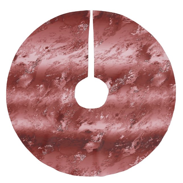 Glitzy Red Ombre Marble Weihnachten Polyester Weihnachtsbaumdecke (Vorderseite)