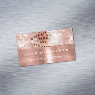 Glitzy Rose Gold Sparkah Cheetah Magnetische Visitenkarte
