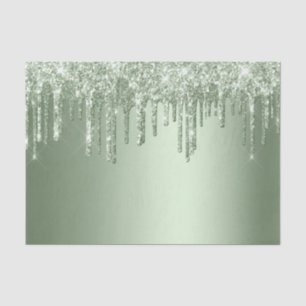 Glitzy Sage Green Sparkle Glitzer Tropfen Geburtst Seidenpapier
