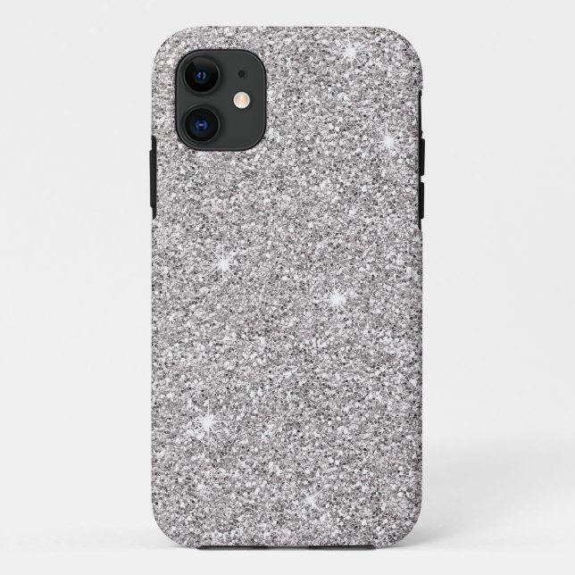 Glitzy Silver Glitzer Case-Mate iPhone Hülle (Rückseite)