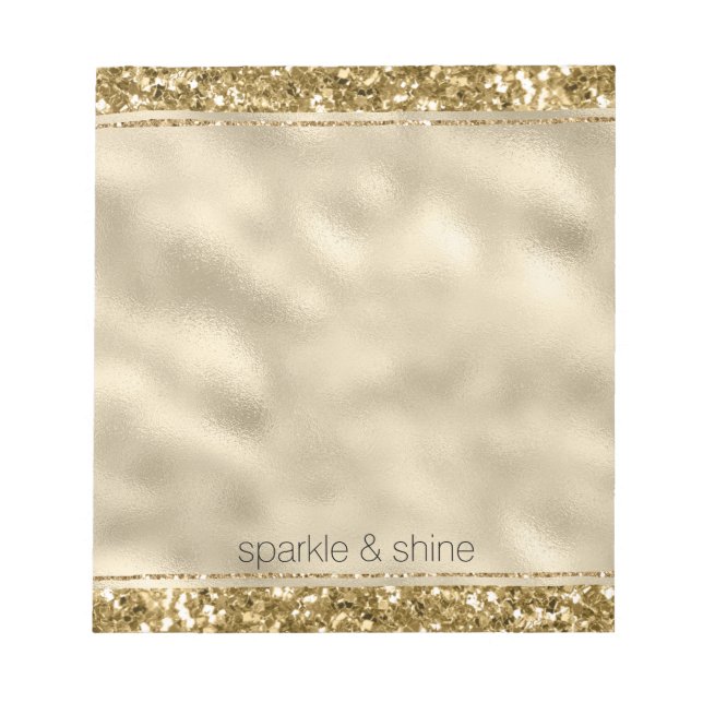 Glitzy Sparkle Gold Glitzer Notepad Notizblock (Vorderseite)